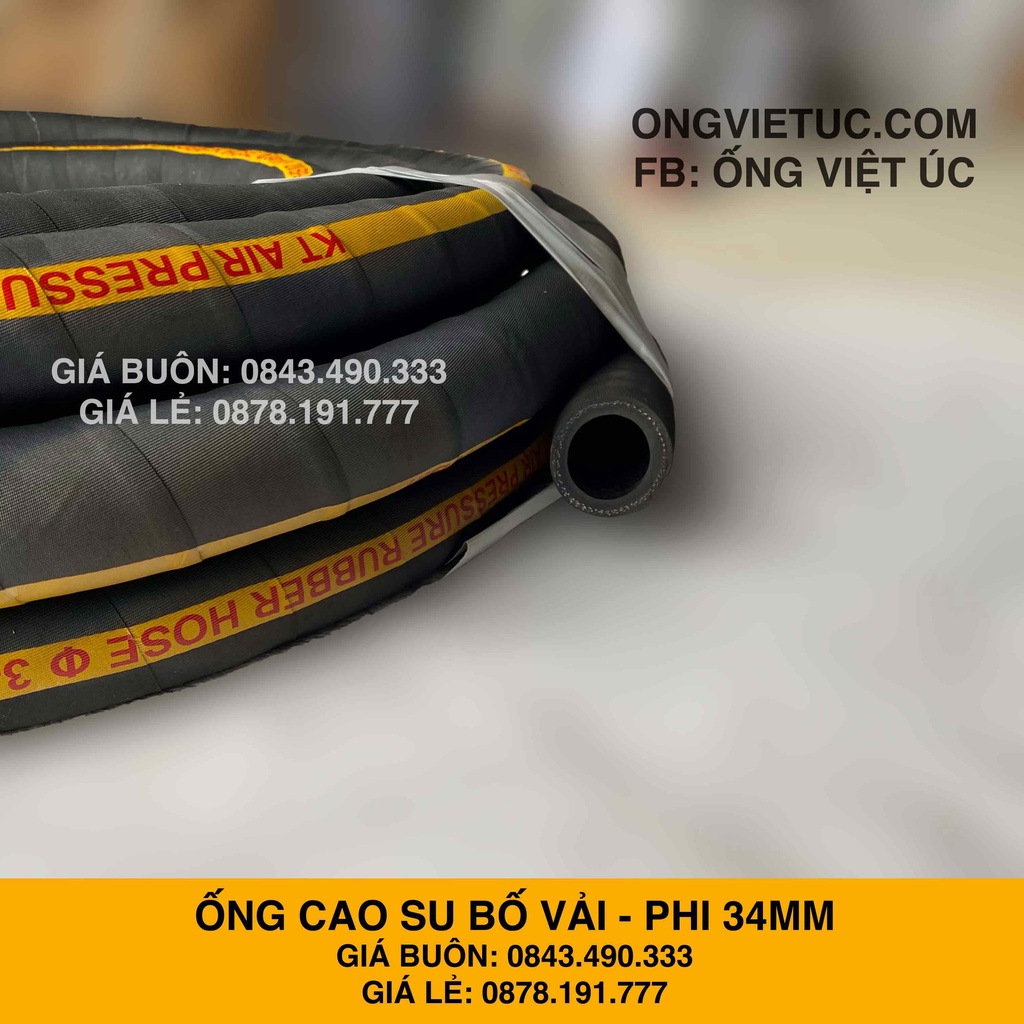 Ống cao su bố vải Việt Úc Phi 34mm loại 20Bar - Cuộn 20m  - hàng chính hãng KT