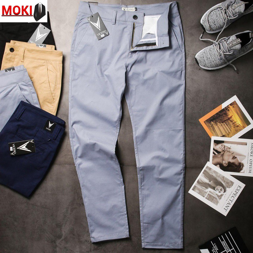 Quần kaki nam MOKI chất vải dày dặn co giãn nhẹ, dáng ôm body trẻ trung, không bai xù | BigBuy360 - bigbuy360.vn