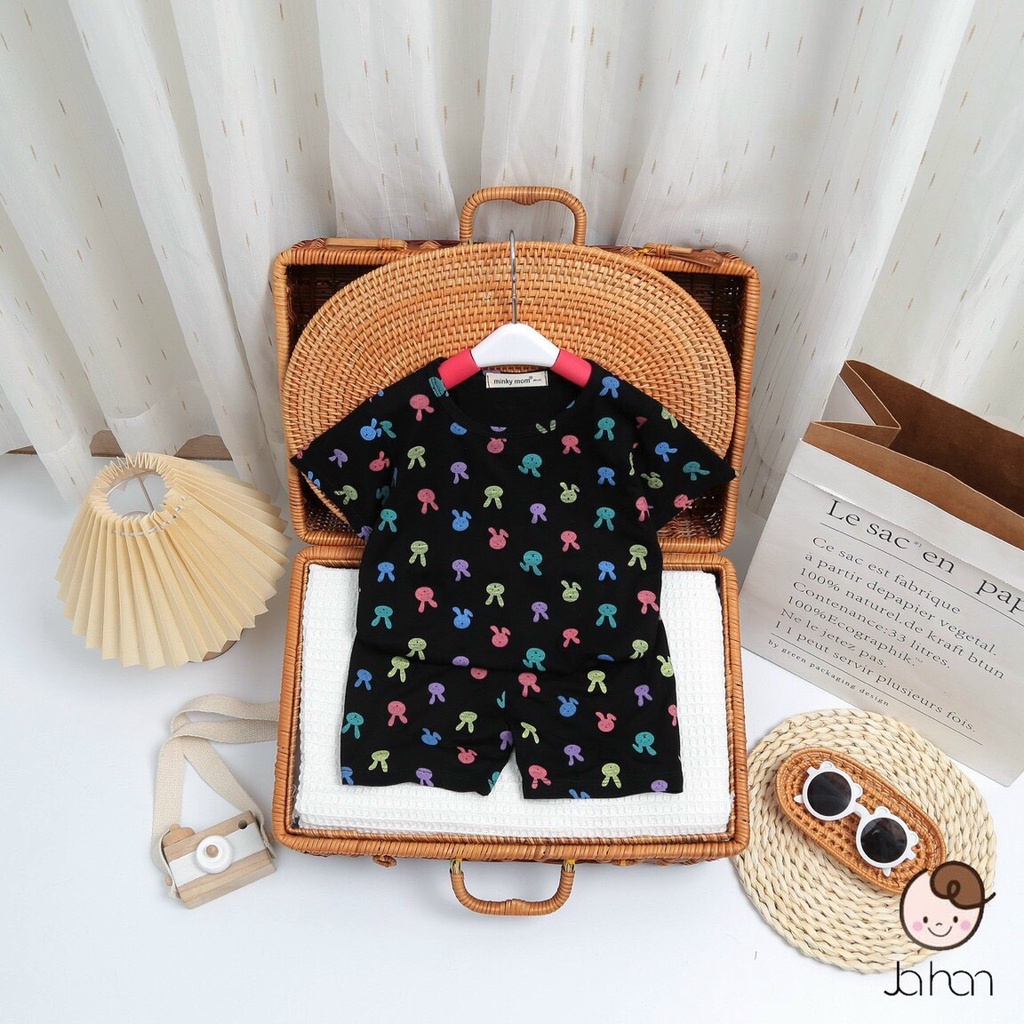 Bộ cộc tay Size 80-140  thun lạnh thỏ Minky Mom cho bé