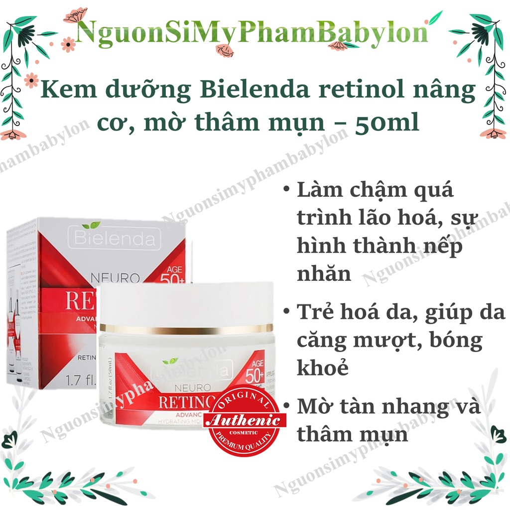 Kem dưỡng Bielenda Neuro Retinol Lifting Anti-wrinkle Face Cream Concentrate 50+ dưỡng ẩm, trẻ hoá, nâng cơ, láng mịn da