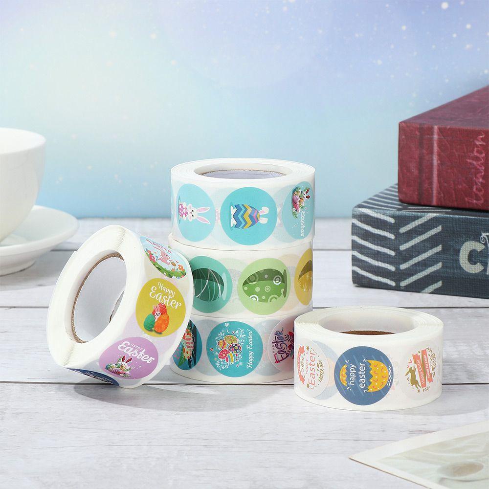 Cuộn 500 / Cuộn Nhãn Dán Trang Trí Cửa Sổ Phục Sinh In Chữ Happy Easter Độc Đáo DIY
