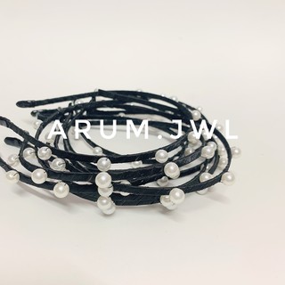 Bờm kẹp tóc đen đính ngọc phong cách Hàn Quốc