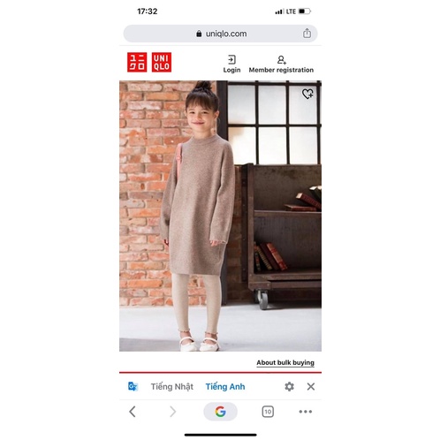 Váy Len Bé Gái Basic Dáng Suông UNI