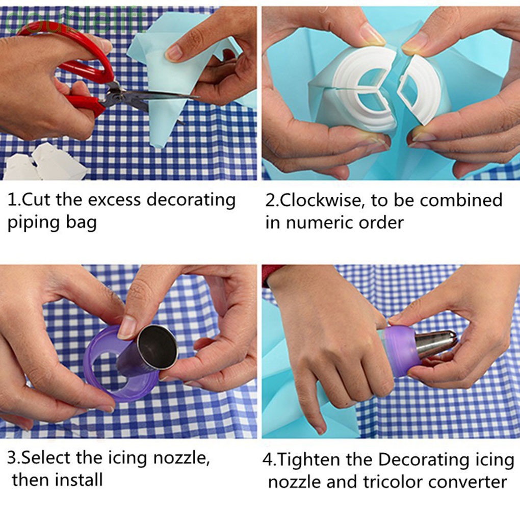 Đầu chuyển đổi phun kem trang trí bánh 3 lỗ bằng thép không gỉ