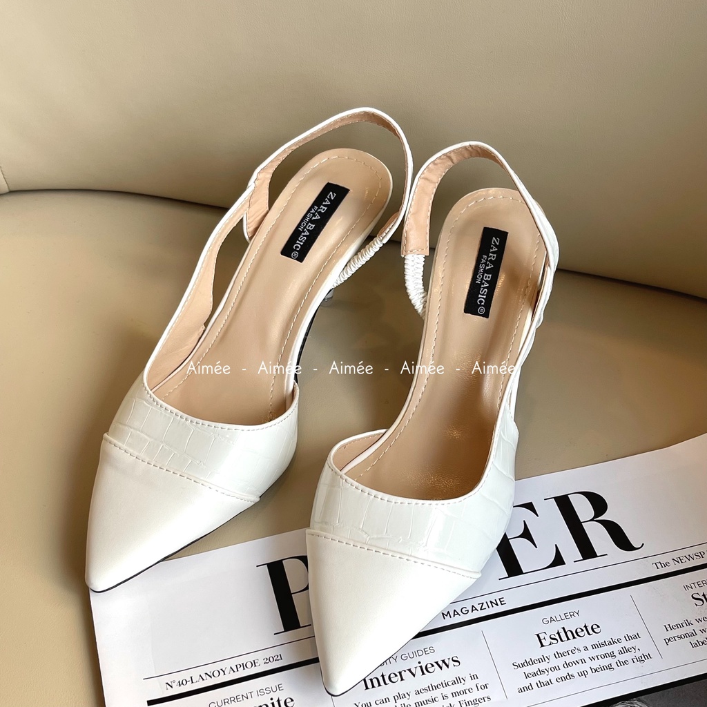 Sandal Guốc Bít Mũi Nhọn Đế Nhọn 5P Quai Chun Chất Mềm Mịn Đi Êm Chân Lên Dáng Siêu Xinh