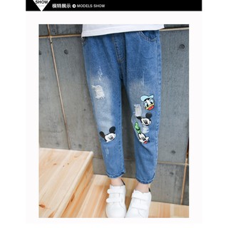 Korean style elastic waist jeans