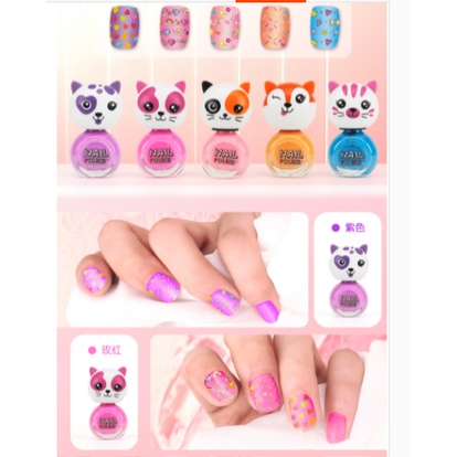 [Hàng Sẵn mới về] Bộ đồ chơi Dụng cụ làm nail in móng Sticker cho bé Siêu Đáng yêu - Bộ đồ chơi Mèo Sơn móng tay