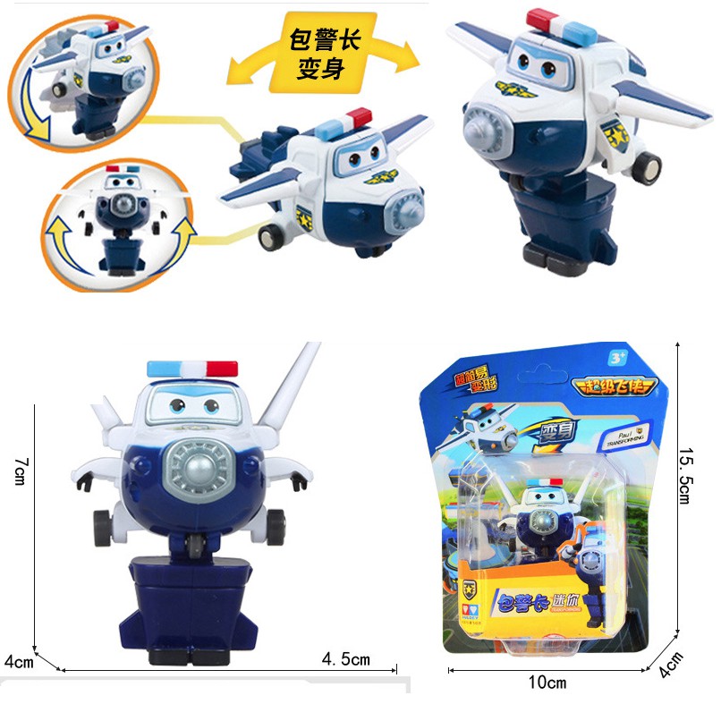 Super wings đội bay siêu đẳng đồ chơi mô hình máy bay biến thành rô bốt mini nhân vật Paul cảnh sát