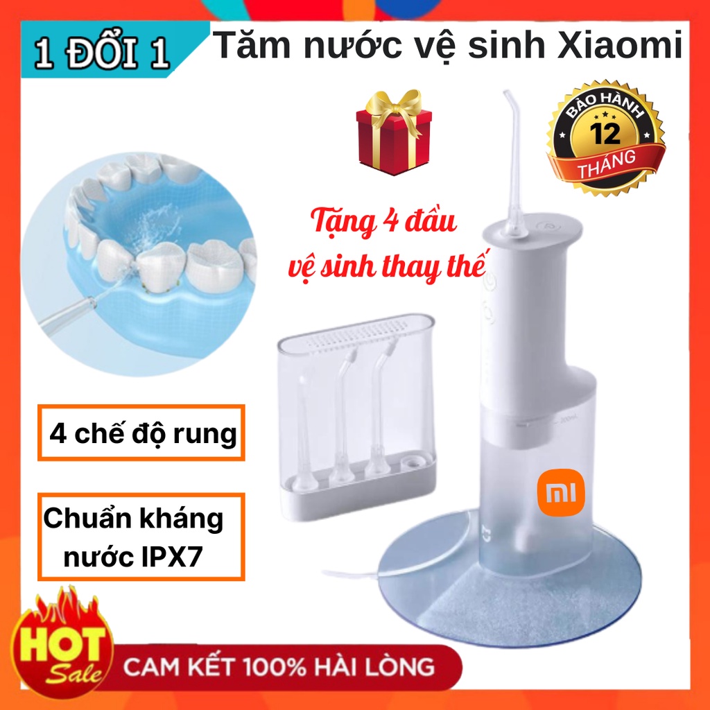 Tăm nước vệ sinh răng miệng Xiaomi Mijia MEO701 chính hãng - Tặng 4 đầu thay thế - Sạch bay mảng bám an toàn cho răng