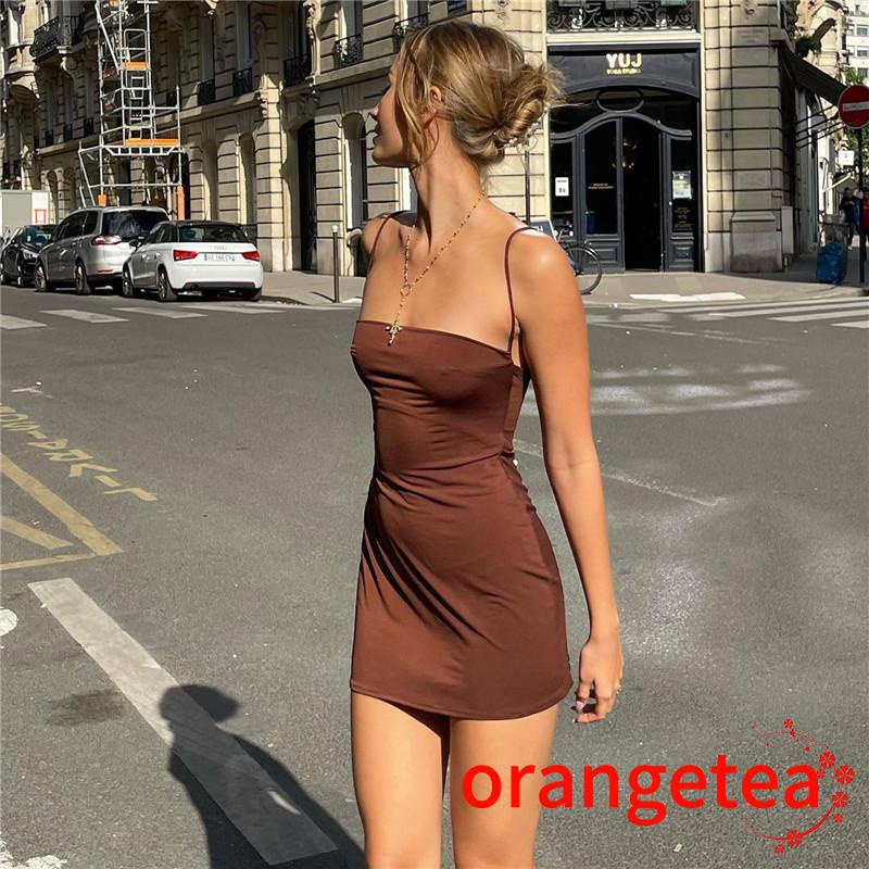 Đầm Hai Dây Hở Lưng Màu Sắc Thời Trang Mùa Hè Cho Nữ