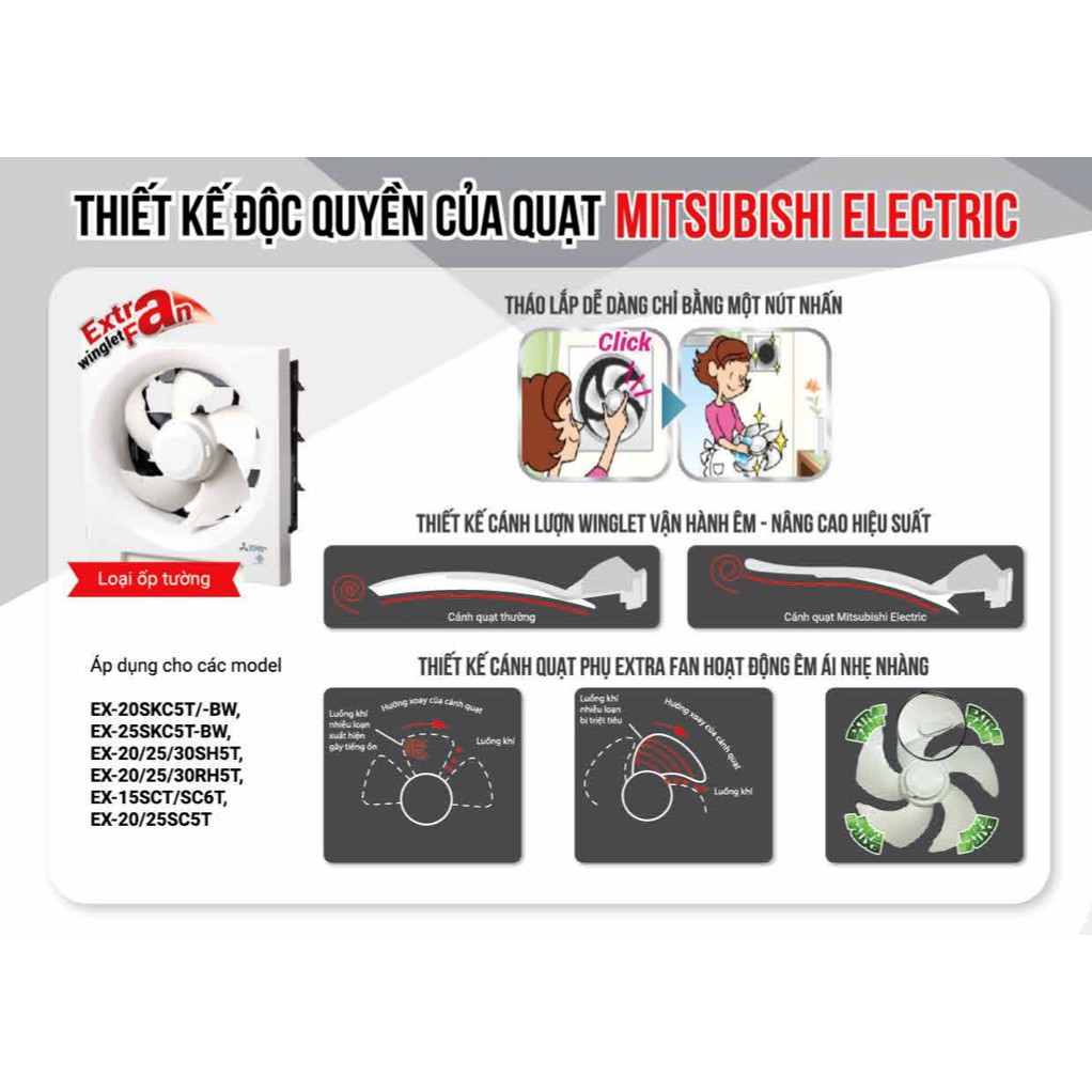 Quạt hút có lưới Mitsubishi EX-25SKC5T 25W Made in ThaiLand