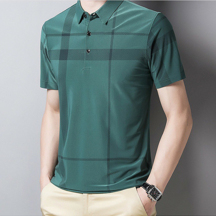 [HOT TREN 2021] Áo Polo Nam Họa Tiết Vạch Lệch - Không Nhăn - Xanh | BigBuy360 - bigbuy360.vn