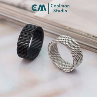 Nhẫn Nam Nữ Phong Cách Hiphop Elas Ring Màu Đen Bạc Phụ Kiện Thời Trang Nhẫn Unisex Basic Chất Liệu Titan Coolman Studio