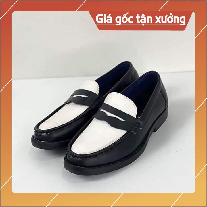 Giầy lười Penny Loafer Black White trẻ trung năng động