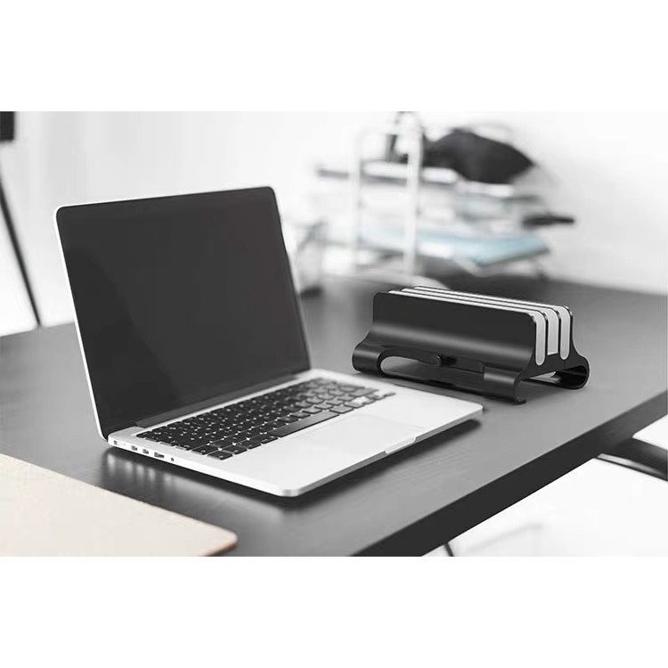 Giá đỡ laptop Macbook Ipad Surface dạng đứng 3 khe nhôm nguyên khối JIUSHARK cao cấp JSNB2