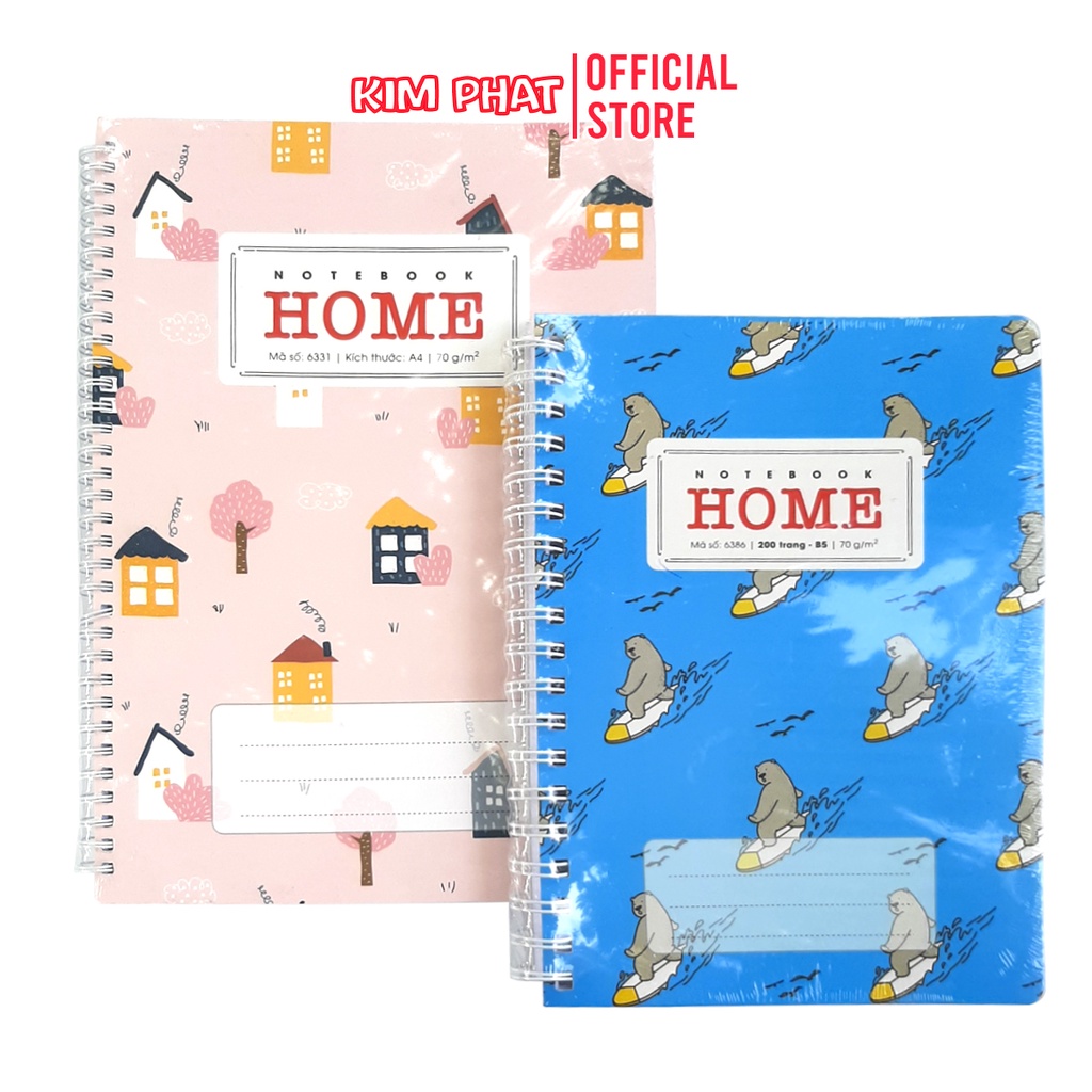 Sổ Lò Xo A4 Kẻ Ngang Bìa Bồi Cao cấp 200 Trang Home - Hải Tiến A4/B5/A5/A6