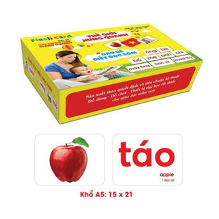 BỘ SIÊU TO THẺ HỌC THÔNG MINH CHO BÉ LOẠI A5 KT 15 X 21CM GỒM 14 CHỦ ĐỀ TỔNG  100 THẺ SONG NGỮ
