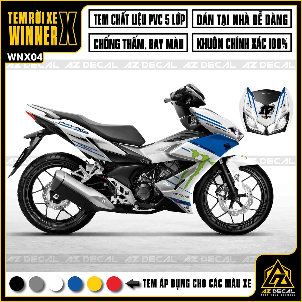 Tem Xe Winner X Chủ Đề Monster | WNX04 | Tem Rời Chất Liệu Decal Chống Bay Màu, Cắt Sẵn Dễ Dán