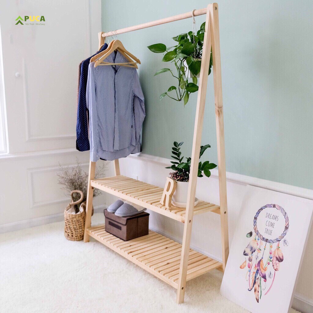 [𝗖𝗼̛̃ 𝗟𝗼̛́𝗻] Kệ treo đồ chữ A 2 tầng (dài 100cm) gỗ thông Newzealand cao cấp, giá quần áo decor  PUCA kiểu Hàn Cao Cấp | BigBuy360 - bigbuy360.vn