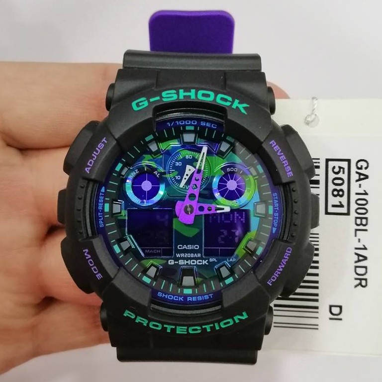 Đồng hồ nam Casio G Shock GA-100BL-1ADF Dây Nhựa Hai Màu - Chống Nước 200m