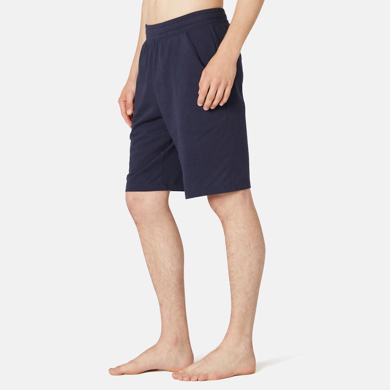 Quần short thể thao dài ôm vừa tập pilate &amp; gym đơn giản Decathlon Nyamba 500 cho nam - xanh navy size 3XL