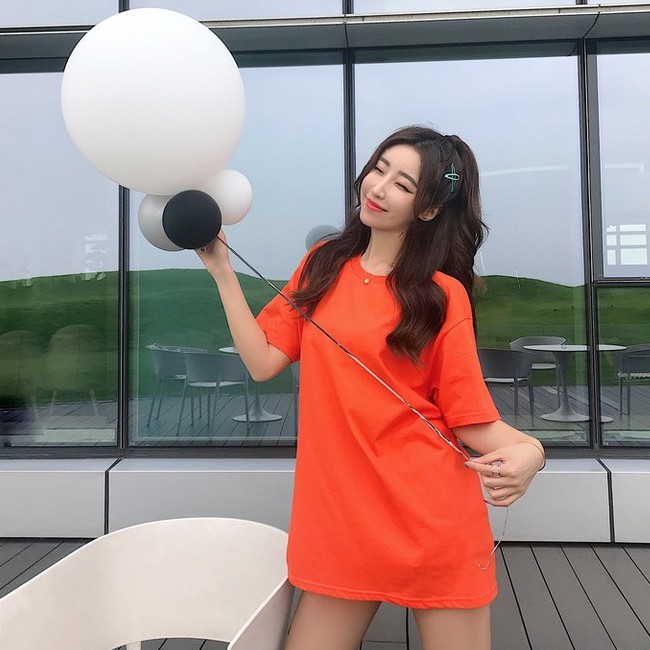 Áo thun Unisex The Third Basic Tee phông trơn nam nữ tay lỡ oversize form rộng  màu cam | BigBuy360 - bigbuy360.vn