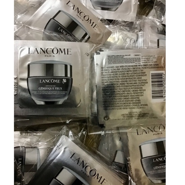 Combo 20g kem mắt trẻ hoá hồi phục vùng da mắt Lamcome genifique 1ml