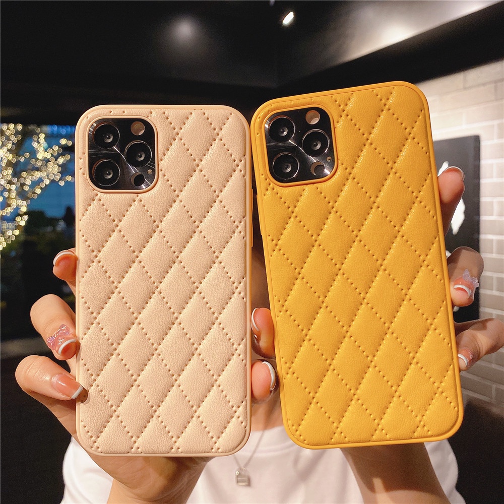 Ốp điện thoại điện thoại mềm phối kẻ ô thích hợp cho Iphone 12 11 Pro Max Xs Max Xr X