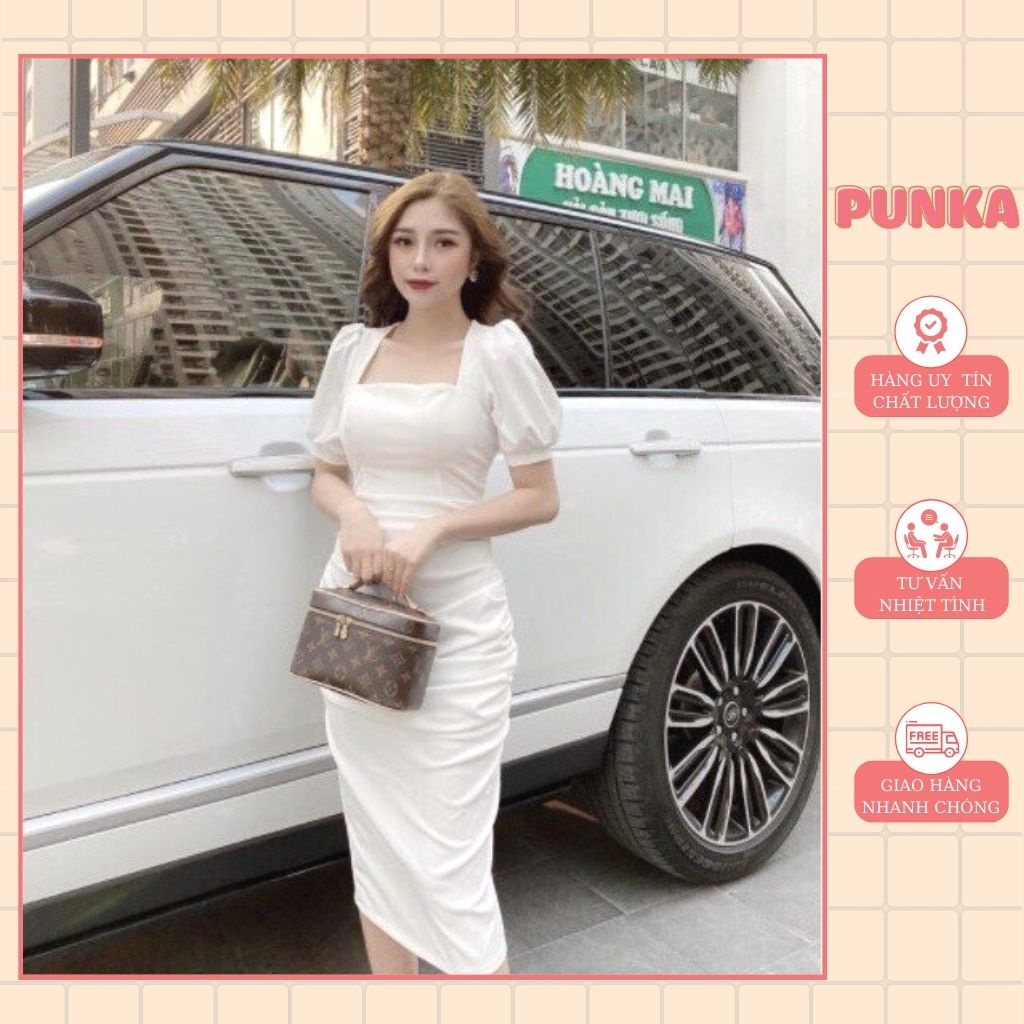 Váy nữ cổ vuông ôm body sexy dự tiệc sang chảnh 3 màu hàng cao cấp