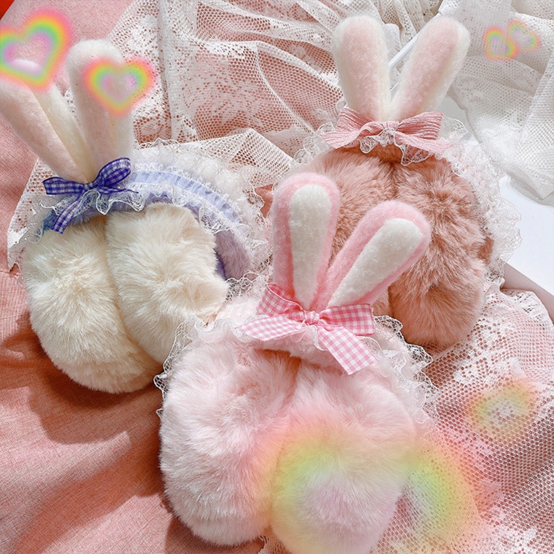 Bông Chụp Tai Giữ Ấm Thiết Kế Tai Thỏ Phong Cách Lolita Xinh Xắn Dành Cho Nữ