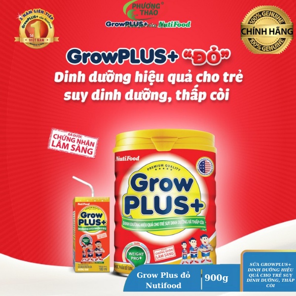 SỮA GROW PLUS ĐỎ FDI NUTIFOOD 900G DATE T7/2023