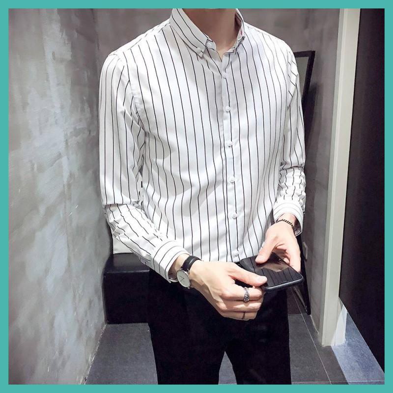 Áo sơ mi kẻ sọc nam, vải lụa cao cấp thái chống nhăn cao cấp, dáng ôm body, trẻ trung cá tính mã [SMKS] | BigBuy360 - bigbuy360.vn