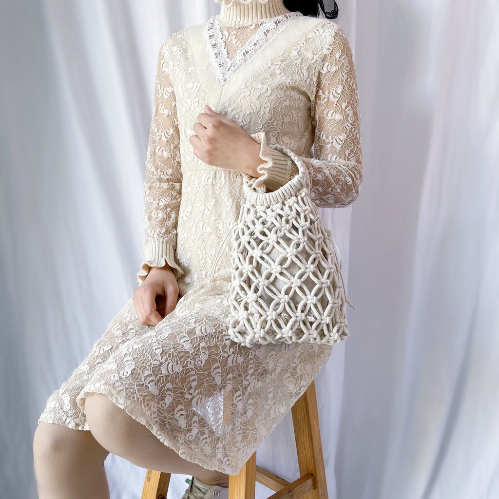 Thời trang dệt tay Phong cách cổ điển Túi dây cotton Túi xách thời trang của phụ nữ