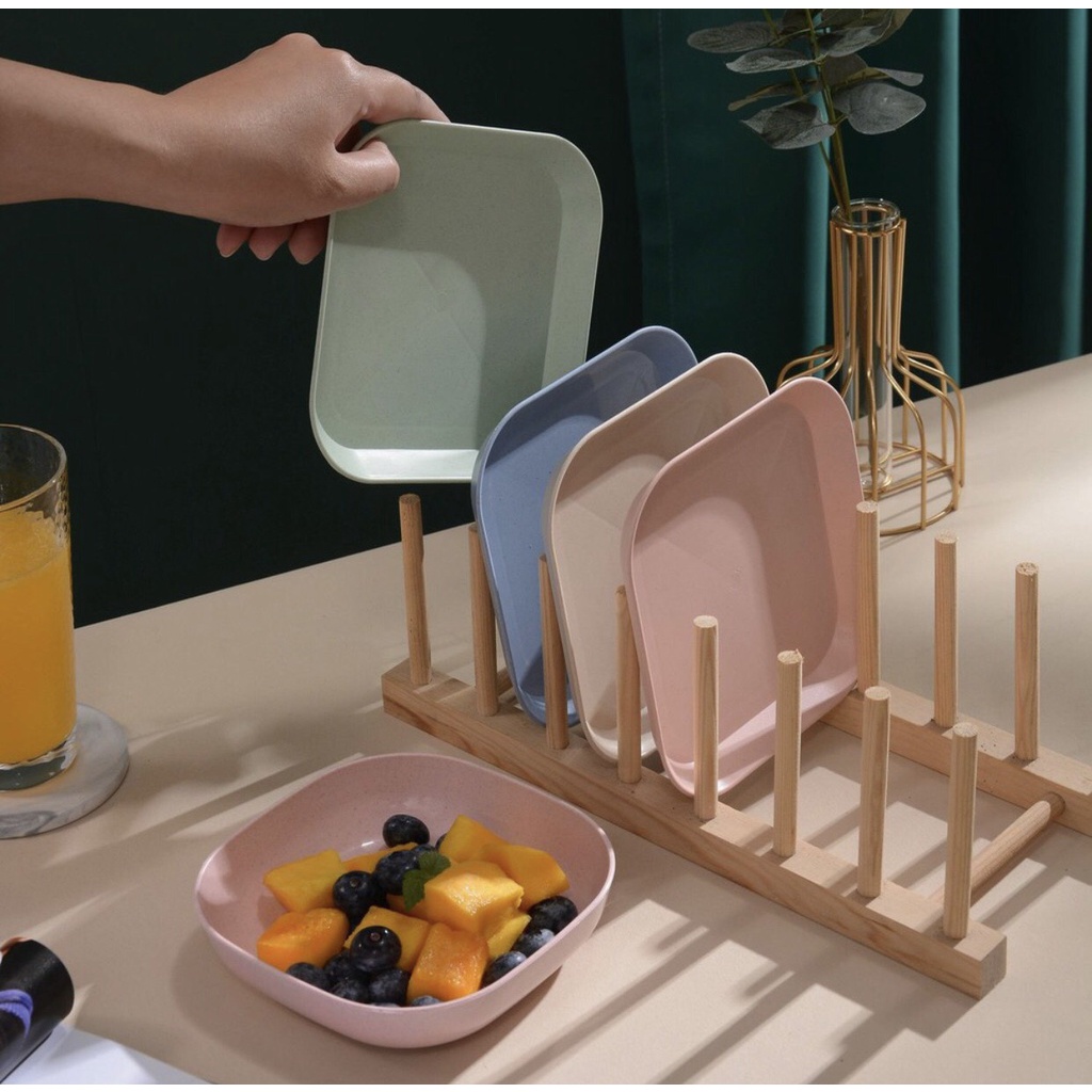 Đĩa Lúa Mạch Vuông Màu Pastel