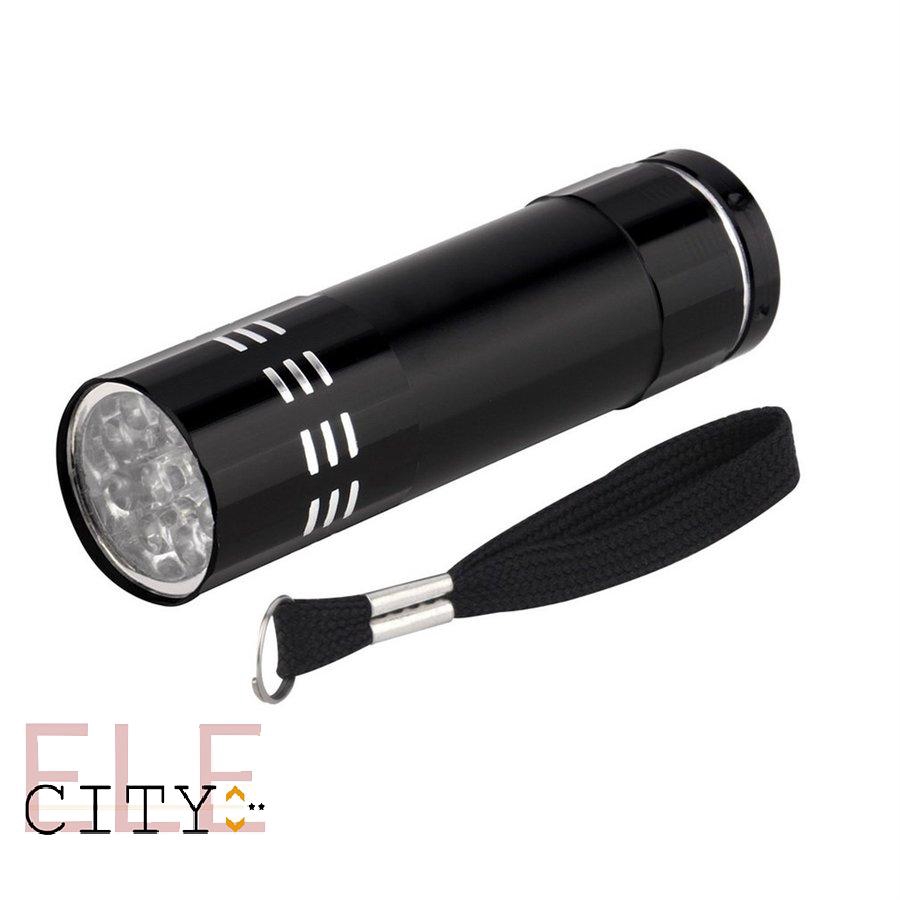 Ele】Đèn pin 9LED UV màu đen bằng nhôm loại nhỏ tiện dụng