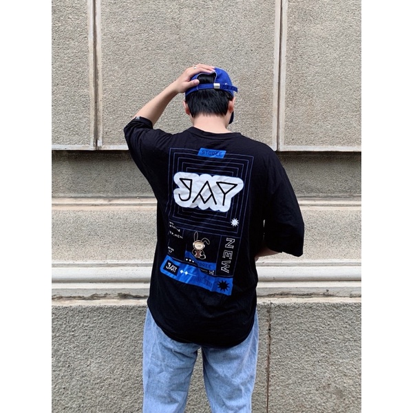 Áo Thun Tay Lỡ JAY LOVE màu ĐEN/TRẮNG vải cotton  Nam nữ unisex Áo phông cổ tròn form rộng Jaystoree 2