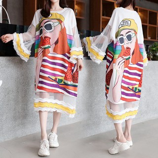 Đầm Midi Phối Lưới Size Xl-5Xl