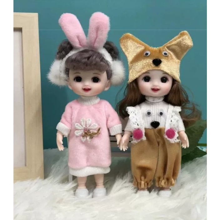 Búp bê chibi khớp cầu đa điểm siêu xinh, mắt thủy tinh 3D, đầm đẹp, tóc dày