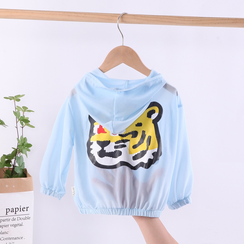 Áo Khoác Chống Nắng Tay Dài Có Khóa Kéo In Họa Tiết Hoạt Hình Kích Thước 80-120cm Thời Trang Mùa Hè Cho Bé