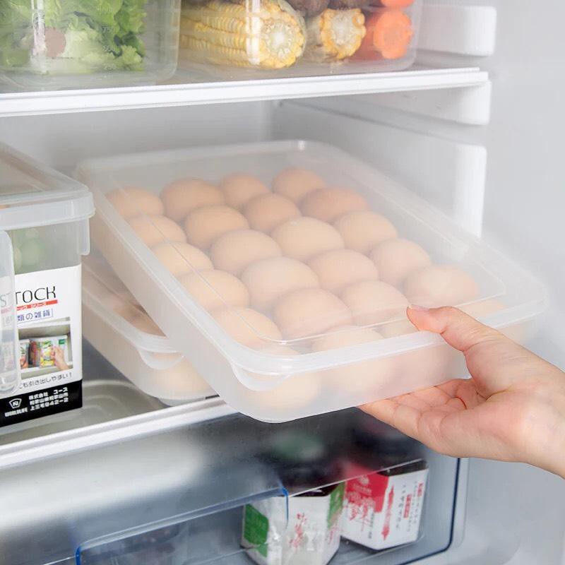 Khay đựng trứng 24 quả trong tủ lạnh có nắp, được cấu tạo bằng chất liệu nhựa cao cấp dày dặn shopaha247