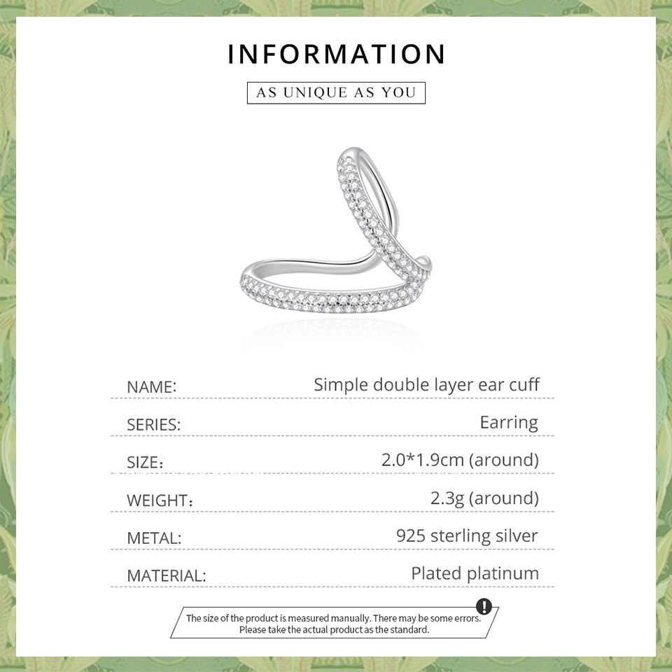 1 Bông Tai Bamoer bạc 925 Hai Lớp Thời Trang Cá Tính Dành Cho Nữ