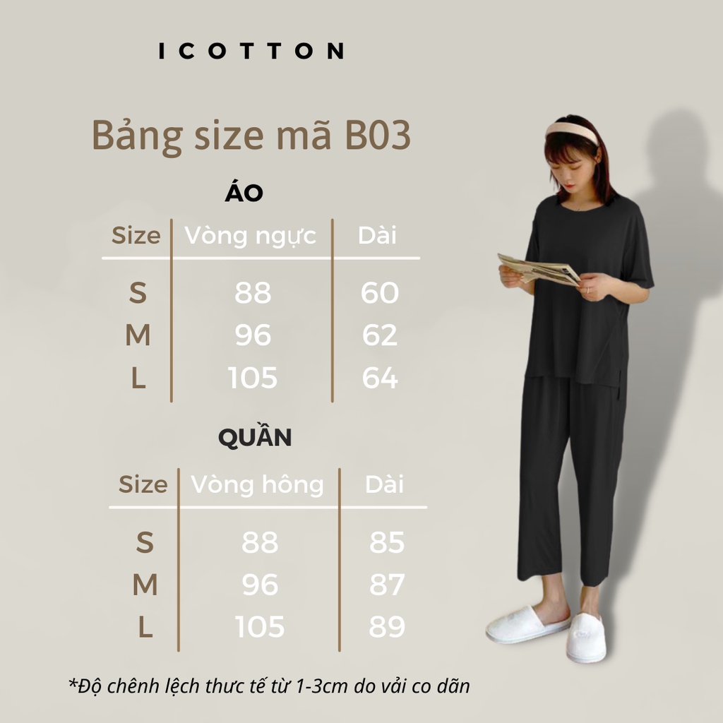 Bộ đồ cotton lụa áo cộc tay quần dài  ❤️Icotton❤️ cao cấp, mát mặc nhà, đồ ngủ form rộng trung niên