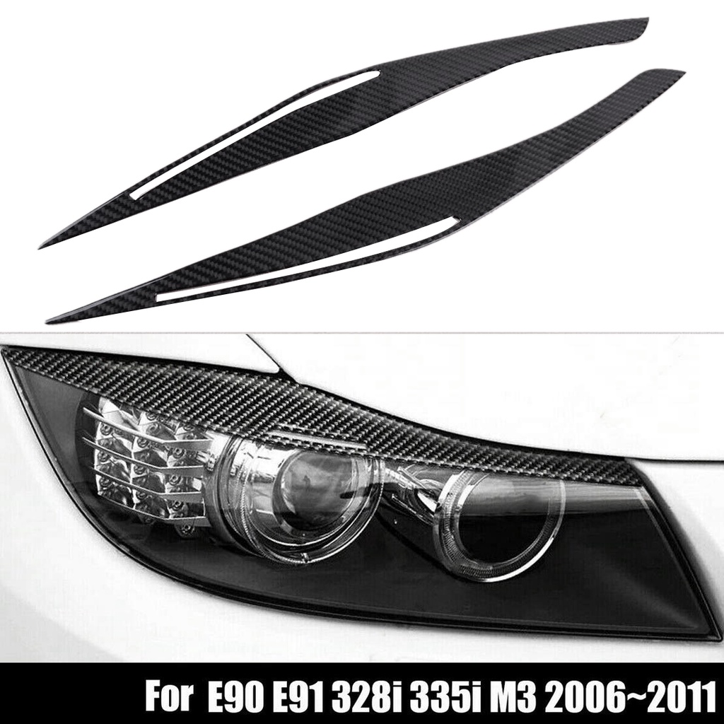 Phù Hợp Miếng Dán Trang Trí Đèn Pha Bằng Sợi Carbon Cho BMW E90 E91 328I 335I M3 2006-2011