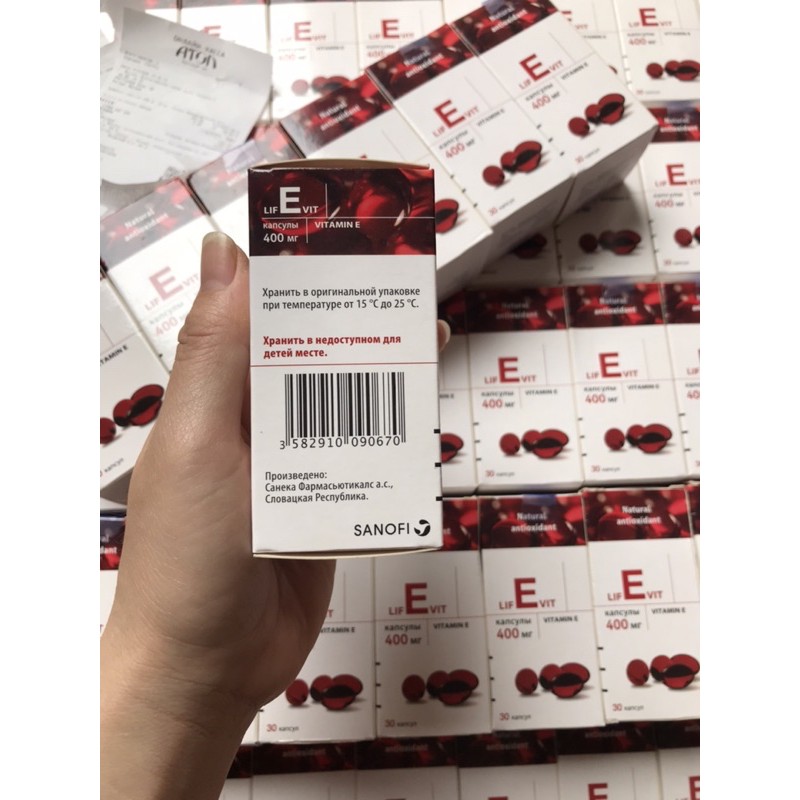 Vitamin E đỏ Nga Sanofi lọ thủy tinh hàm lượng cao 400IU, 30 viên