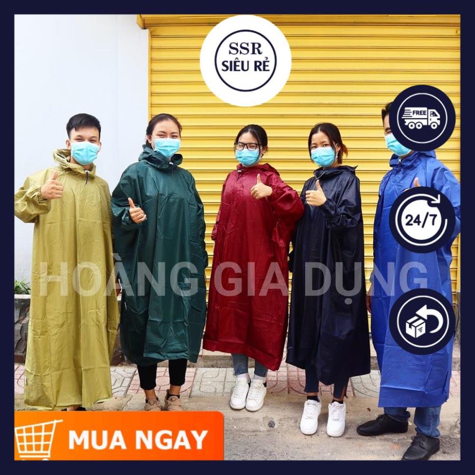 Áo Mưa Vải Dù Bít Kín Người Siêu Bền 1 Người Áo Mưa Không Xẻ Tà (LA6379)