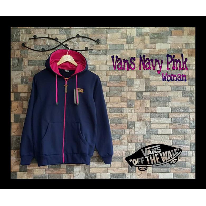 Áo Khoác Vans Màu Hồng / Xanh Navy Thời Trang Cho Nữ