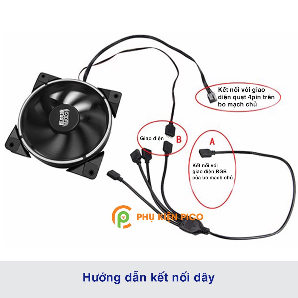 Dây chia cổng RGB 4pin loại 1 ra 1, 3, 5 kèm jump 2 đầu đực tương ứng với đầu chia