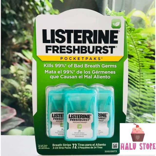 Miếng ngậm Listerine 1 vỉ 3 hộp (1 hộp 24 miếng) Mỹ