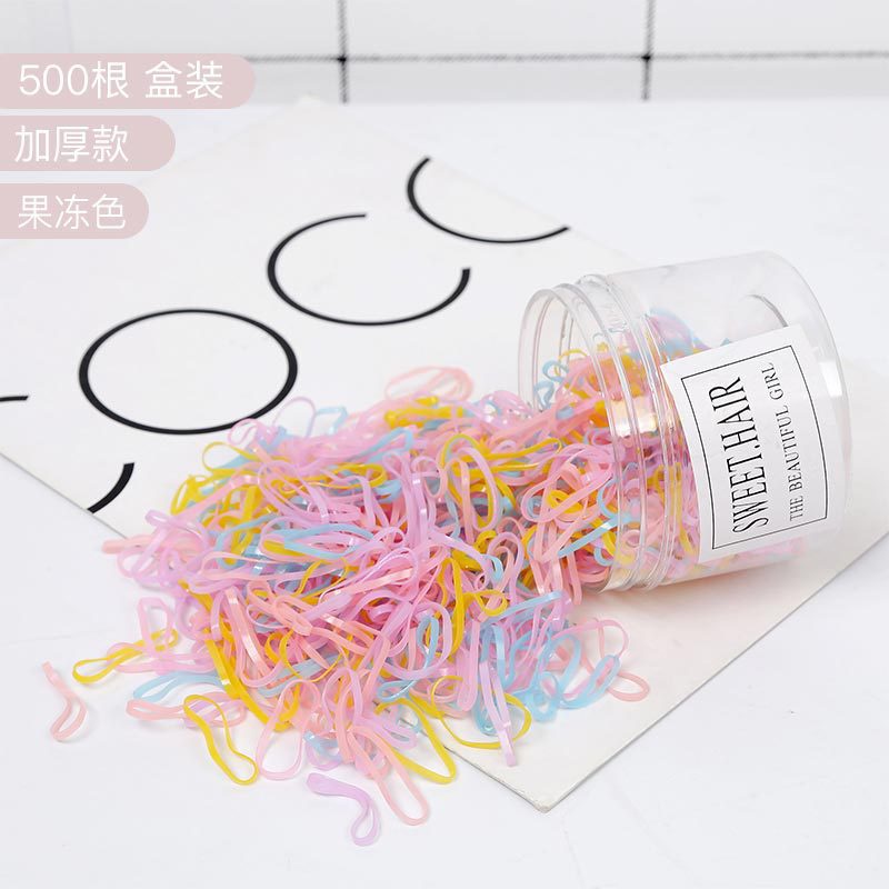 Thun cột tóc, Hộp 500 thun cột tóc cho Mẹ và bé mix nhiều màu xinh xắn PK066