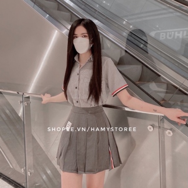 GOGO SET - SET ÁO SỌC + CHÂN VÁY XẾP LY HOT HIT